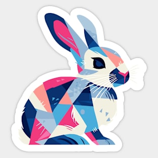 Geometrical Colorful Rabbit. Adorable Mosaic Cute Kawaii Simple Animal Sticker